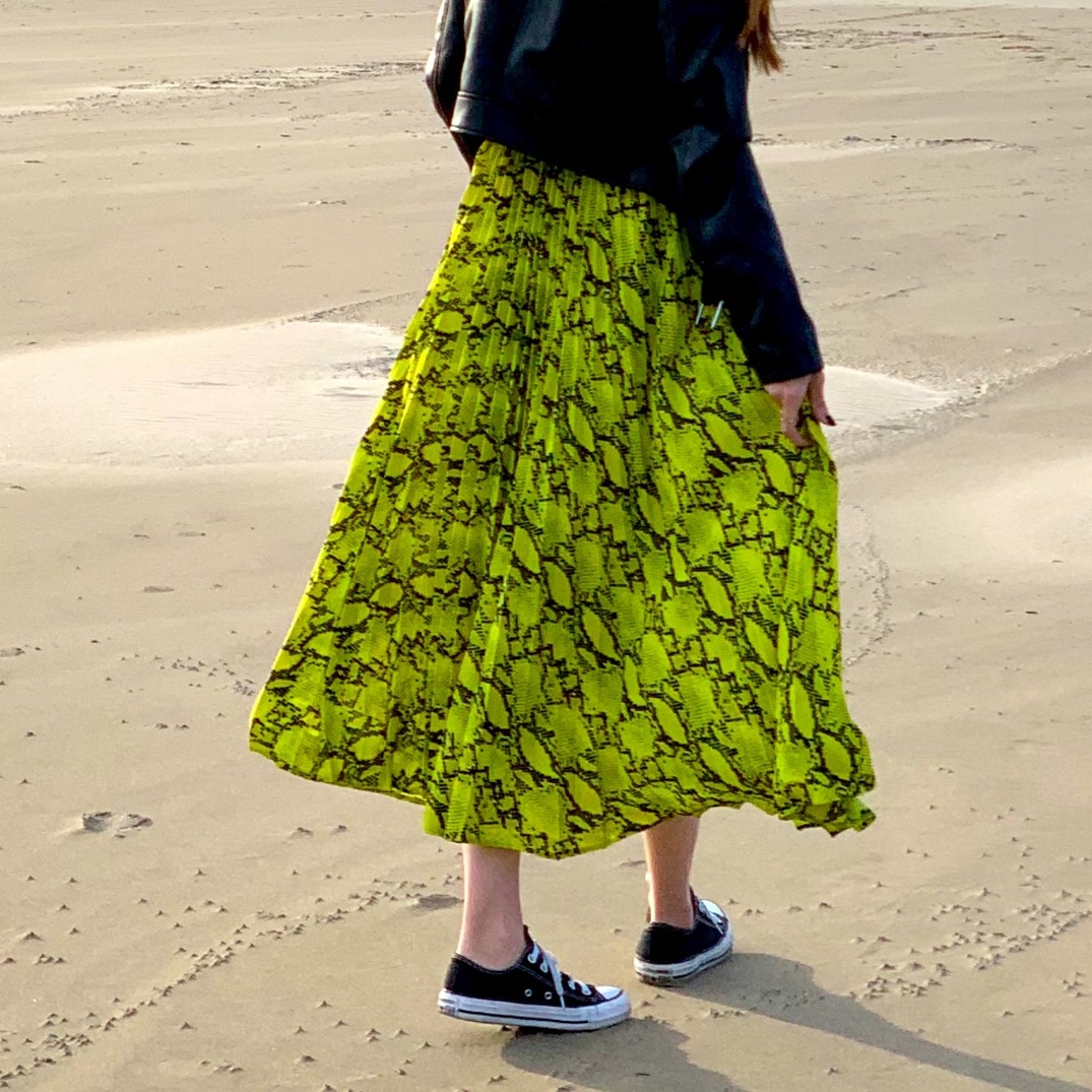 Snakeskin print midi skirt